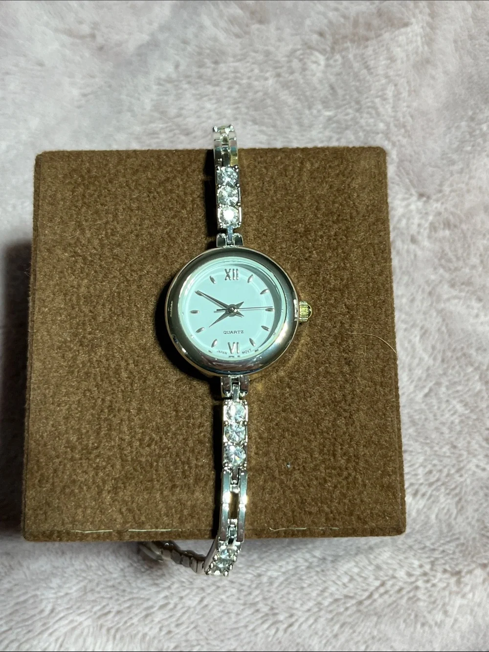 Silver Crystal Accent Women's Quartz Bracelet Watch